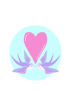 Çizgi film ikonik dövme imajı çizerek kırlangıçların ve bir kalbin animasyonunu oluşturuyor.