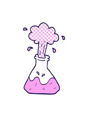 Çizgi film karalama bilim deneyinin neon ışık efekti animasyonu