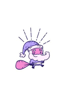 Dövme stili Noel Baba karakterinin yatay titreşimli animasyonu.