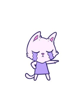 Elbise gösteren ağlayan çizgi film kedisinin canlandırması.