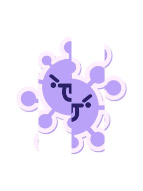 Sinirli yüzün dil yapıştırma hareketinin canlandırması.