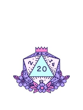 Doğal 20 D20 zarının çiçek elementleriyle hareketlendirilmesi