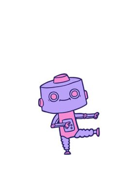 Çizgi film android karakterinin zıplama hareketi animasyonu