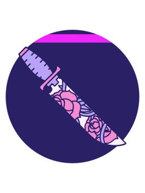 Çiçekli bir hançerin ikonik dövme imajını canlandırın.