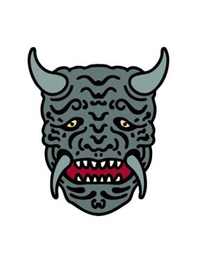 Bob ve Japon tiyatro kabuki iblis maskesi animasyonunu durdur.