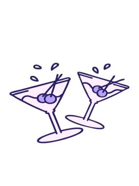 Martinin bardaklarının birbirine vurduğu çizgi filmin hareketli animasyonları