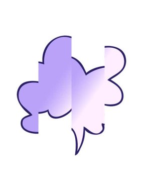 Çizgi film konuşma baloncuğunun pürüzsüz gradyan tarzında hareket animasyonunu pürüzsüz bir konuşma baloncuğuyla bölmek