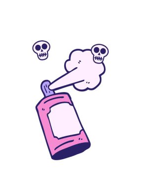 el çizimi çizgi film spreyi kutusunun kafatası animasyonu.