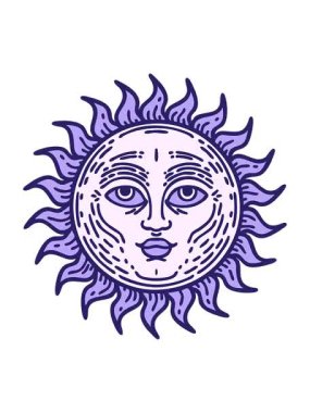 Dövme stilindeki yüzü olan güneşin görüntüsünü salla ve durdur
