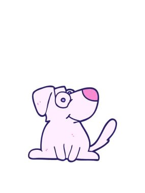 Bir el çizimi çizgi filmin zıplama hareketli animasyonu mutlu köpek.