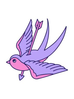 Dövmenin animasyonunu geleneksel bir kırlangıç stiliyle pikselleştir