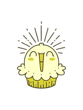 Geleneksel dövme stilinin renkli animasyonu mutlu bir şekilde şarkı söylüyor.