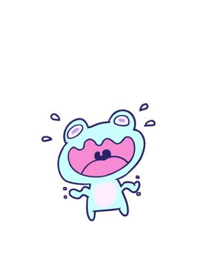 Tatlı çizgi film karakteri korkmuş kurbağanın zıplama hareketi.