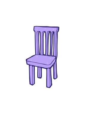 Çizgi film ahşap sandalyesinin dönen hareketi