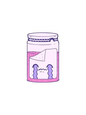 Karikatür cam kavanozunun göz alıcı satış animasyonu ağlıyor