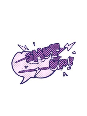 El yazması çizilmiş çizgi roman konuşma baloncuğu çizgi filminin yanıp sönen radyal çizgileri kapa çeneni sembolü