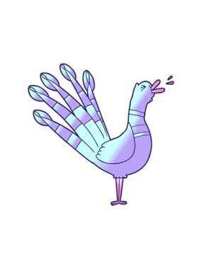 Karikatür öten tavus kuşunun hareketli animasyonu