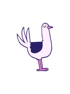 Dikkat çekici çizgi film karikatür karalaması uzun kuş