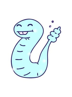 Mutlu bir yılanın çizgi filminin ışıltı etkisi