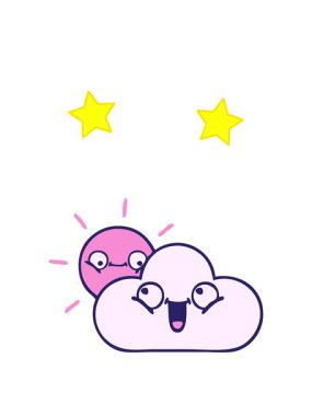 dönen yıldızlar sevimli bir güneş ışığı ve bulut çizgi filminin animasyonu