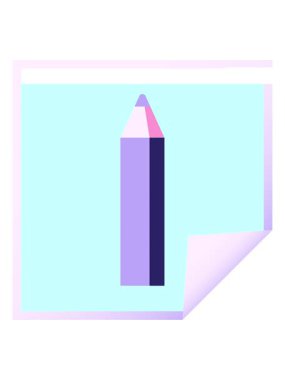 yeşil renkli kalem illüstrasyon kare çıkartmasının canlandırmasını çalıştır