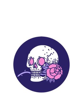 Bir kafatası ve gülün ikonik Gotik dövme imajının zıplama hareketi