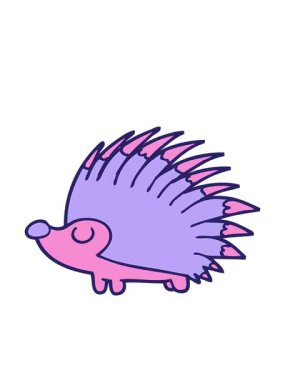 Çizgi film animasyonunun hareketli animasyonu. Kirpi desenli.