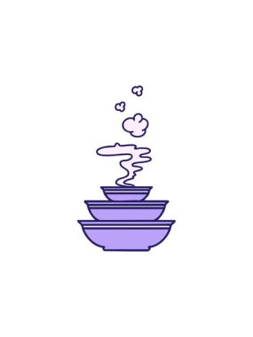 Japon buharlı yemek kaselerinin radyoaktif ışıldayan animasyonu