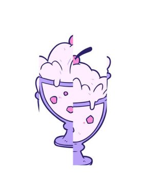 Garip çizgi film leziz tatlısının bölünmüş hareket animasyonu