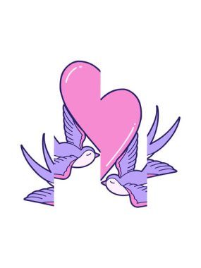 Aşk kuşlarının bölünen hareketli animasyonu