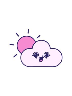 Bulut ve güneş ışığının sevimli çizgi filminin dönen hareketli animasyonu