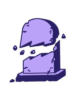 Kırık bir mezar taşının geleneksel stiliyle dövmenin hareketli animasyonu