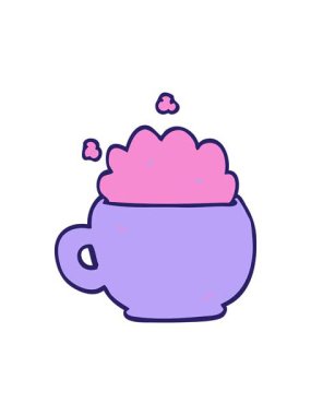 Dikkat çekici karikatür karalama köpüklü latte animasyonu