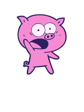 Kalk ve çizgi filmdeki domuz bağırışlarının animasyonunu yap.