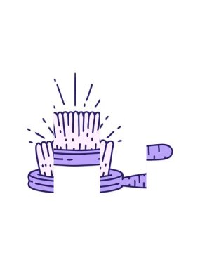 Dövme stili bir saç fırçasının canlandırmasının bölünen hareketi