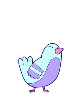 Çizgi film neon renginde kuşun yükselişi ve yüzüşü