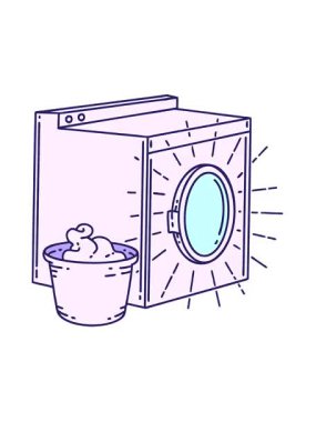 Geleneksel dövme stili çamaşır makinesinin titreşimli animasyonu