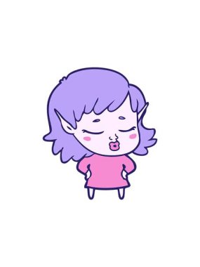 Bir elf kızının karalama karikatürünün dikkat çekici animasyonu