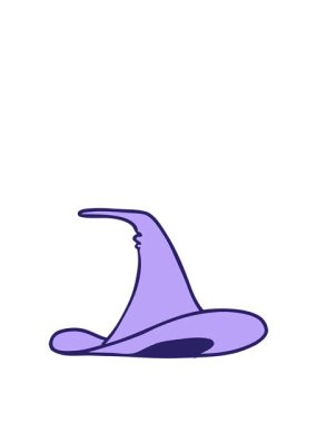 Bir cadı şapkasının çizgi film karalamalarının animasyonunu genişletiyorum.