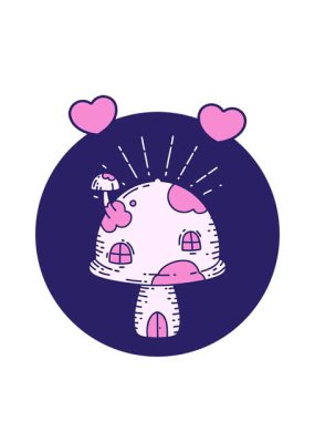 Dövme stili mantar evi ikonunun dönen kalp animasyonu