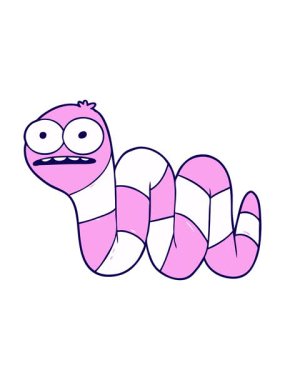 Çizgi film sinir solucanının neon ışık efekti