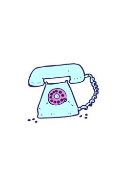 Çizgi film retro telefonunun yatay titreşimli animasyonu