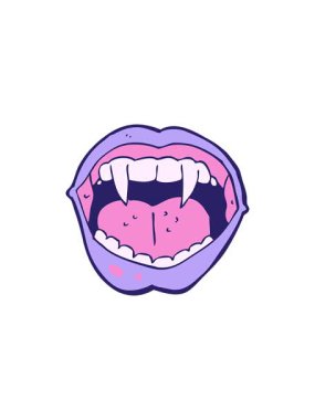 Karikatür vampir ağzının bölünme etkisi.