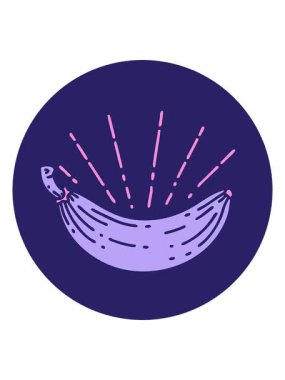 Dövme stili muz ikonunun canlandırmasını salla ve durdur