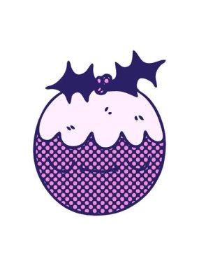 Garip karalanmış Noel pudinginin basınçlı animasyonu