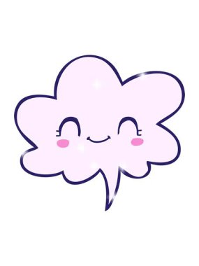 Konuşma baloncuklu sevimli çizgi film suratının parıltı efekti