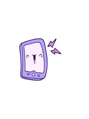 Tatlı çizgi film cep telefonunun yatay titreşimli animasyonu