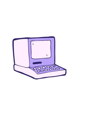 Çizgi film eski bilgisayarının yatay titreşimli animasyonu