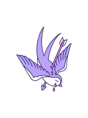 Dikkat çekici ikonik dövme görüntüsü bir kırlangıcın ağlama görüntüsü.