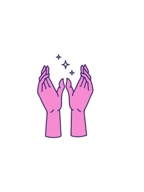 Ellere ulaşmanın yatay titreşimli dövme stili görüntüsü